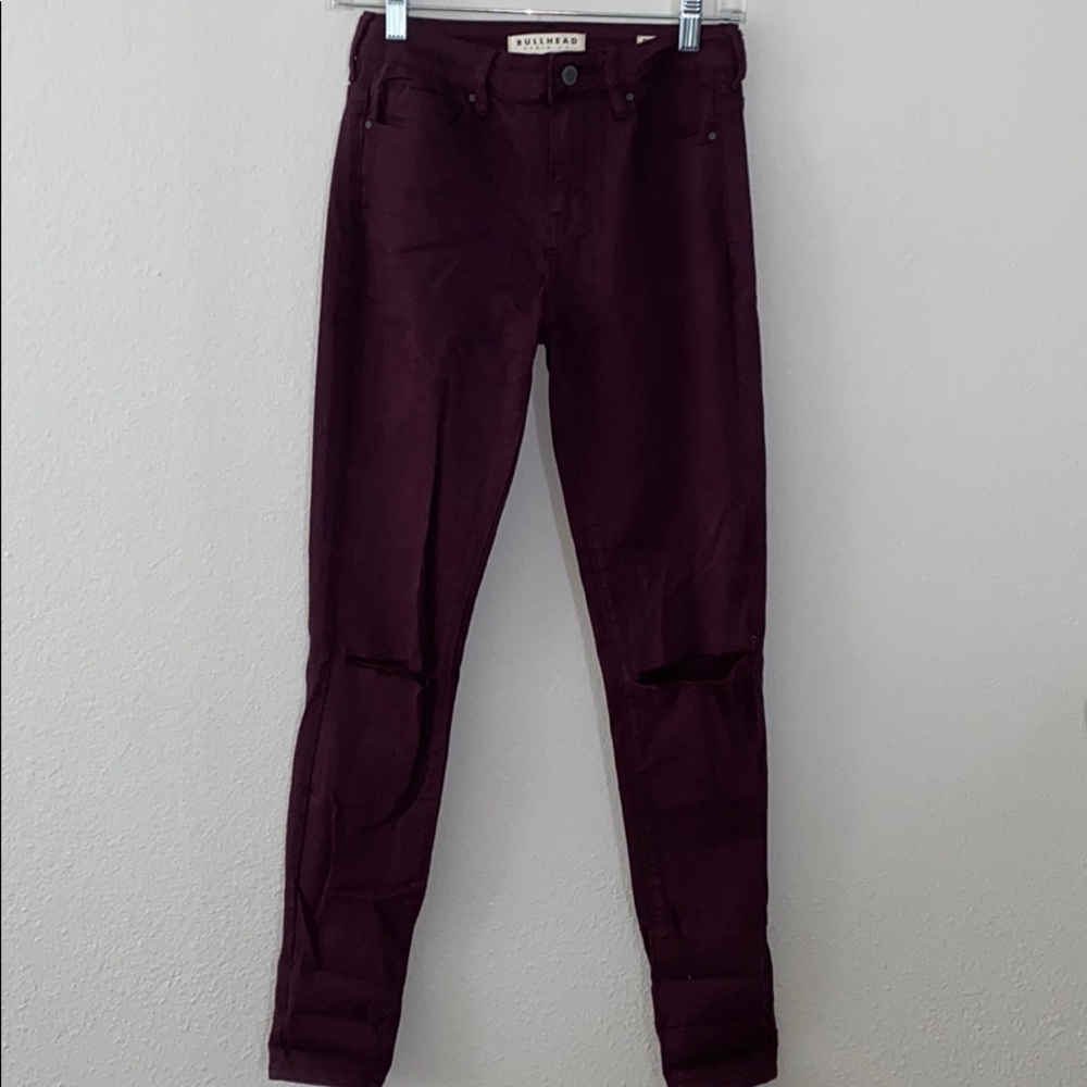 Bullhead Denim Co. Maroon High Rise Skinny Jeans